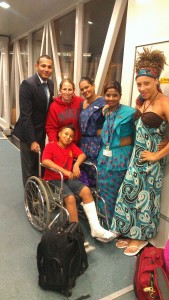 VYA youth had a temporary  cast placed on his leg so he may ride in a wheel chair through the customs of 3 countries just to donate it to a child in need in Sri Lanka